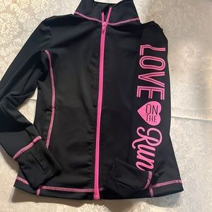Girls Track Yoga Active Jacket Black Pink